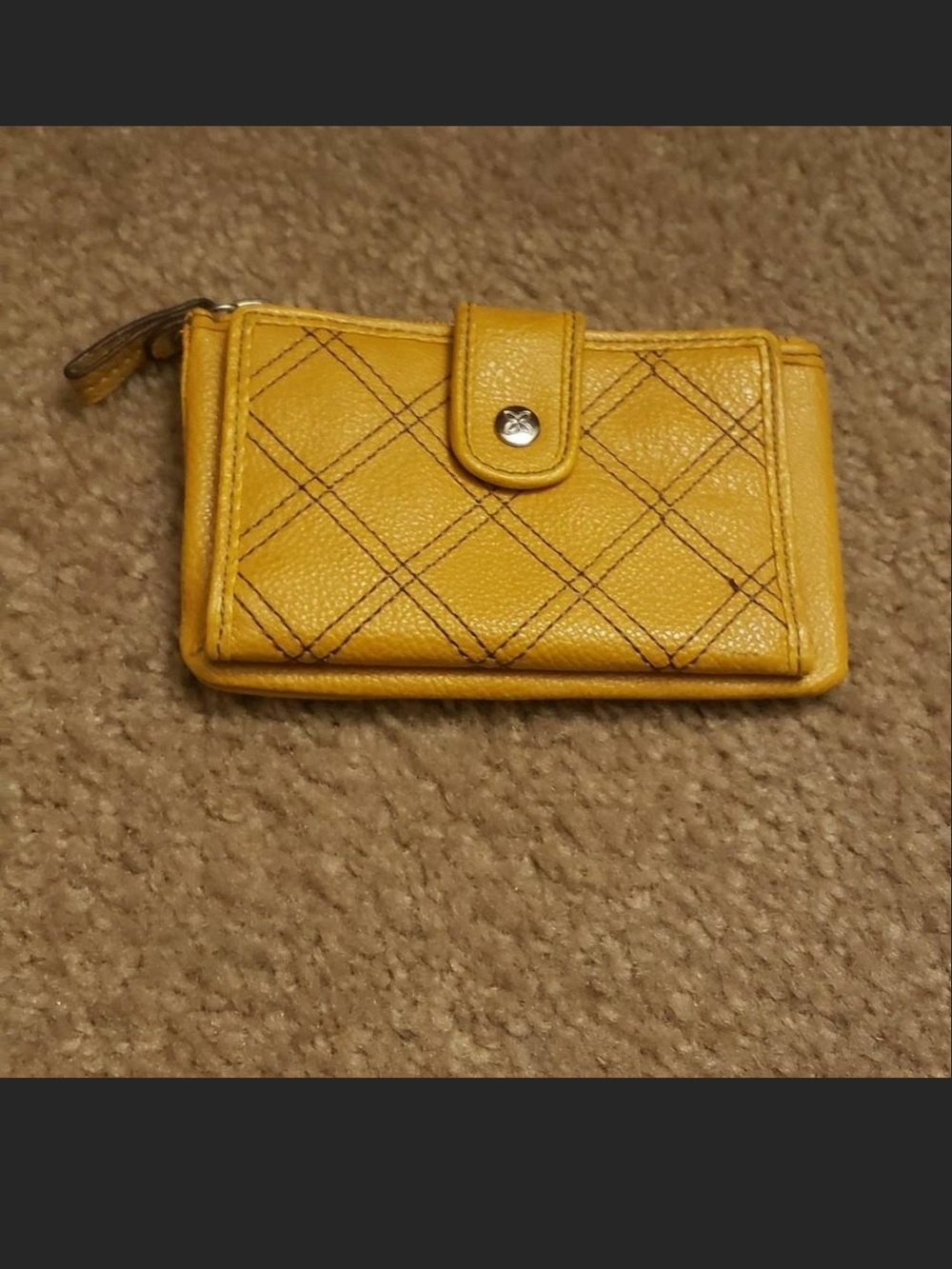 Yellow Quilted Zip Card Wallet